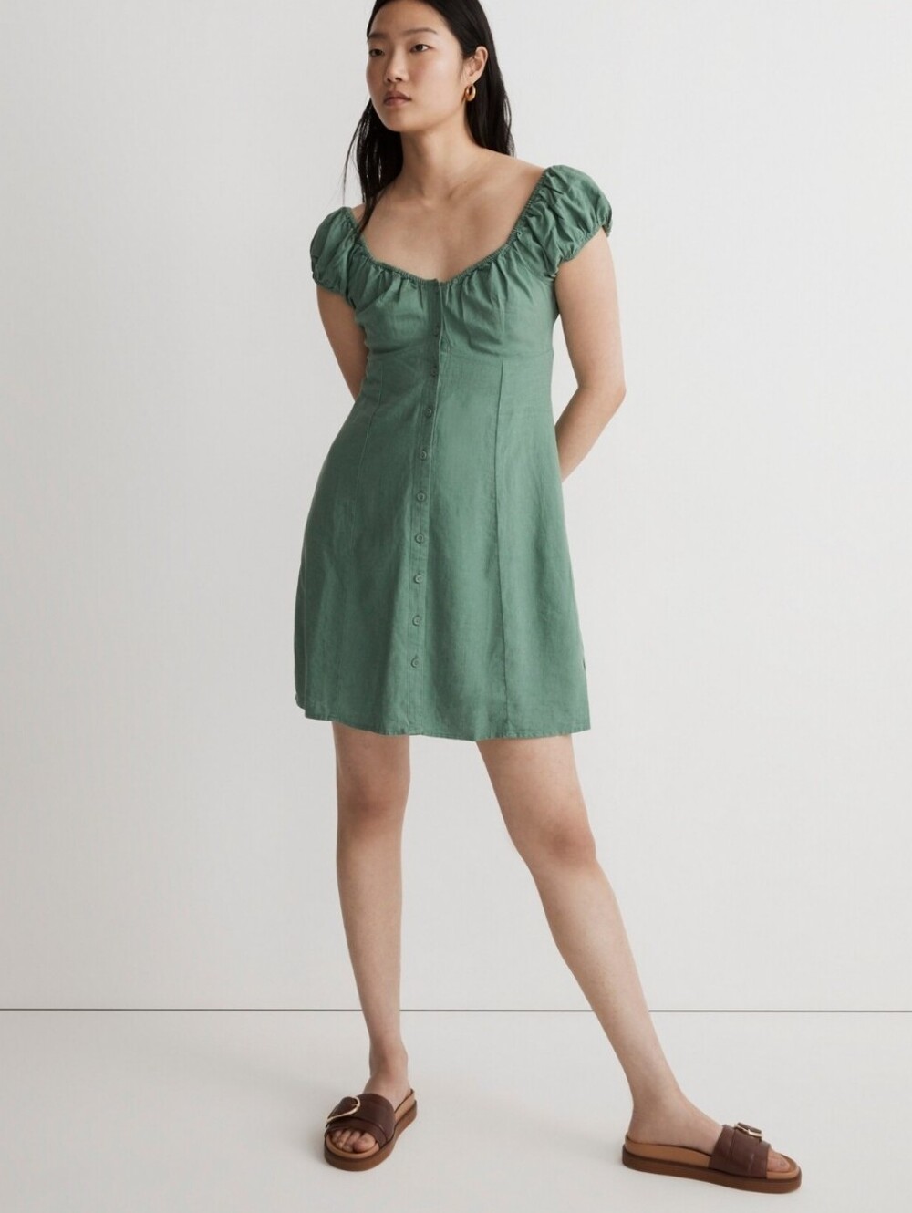 Madewell Margie Mini Dress Size 12 Linen Blend